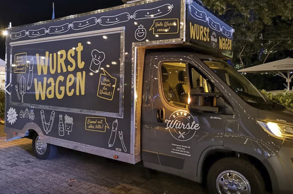 Grey food truck as a food truck.