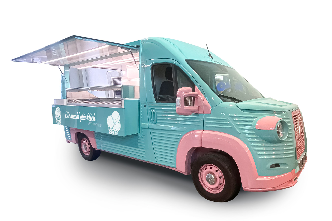 Food Truck als Eismobil für mobilen Eisverkauf.