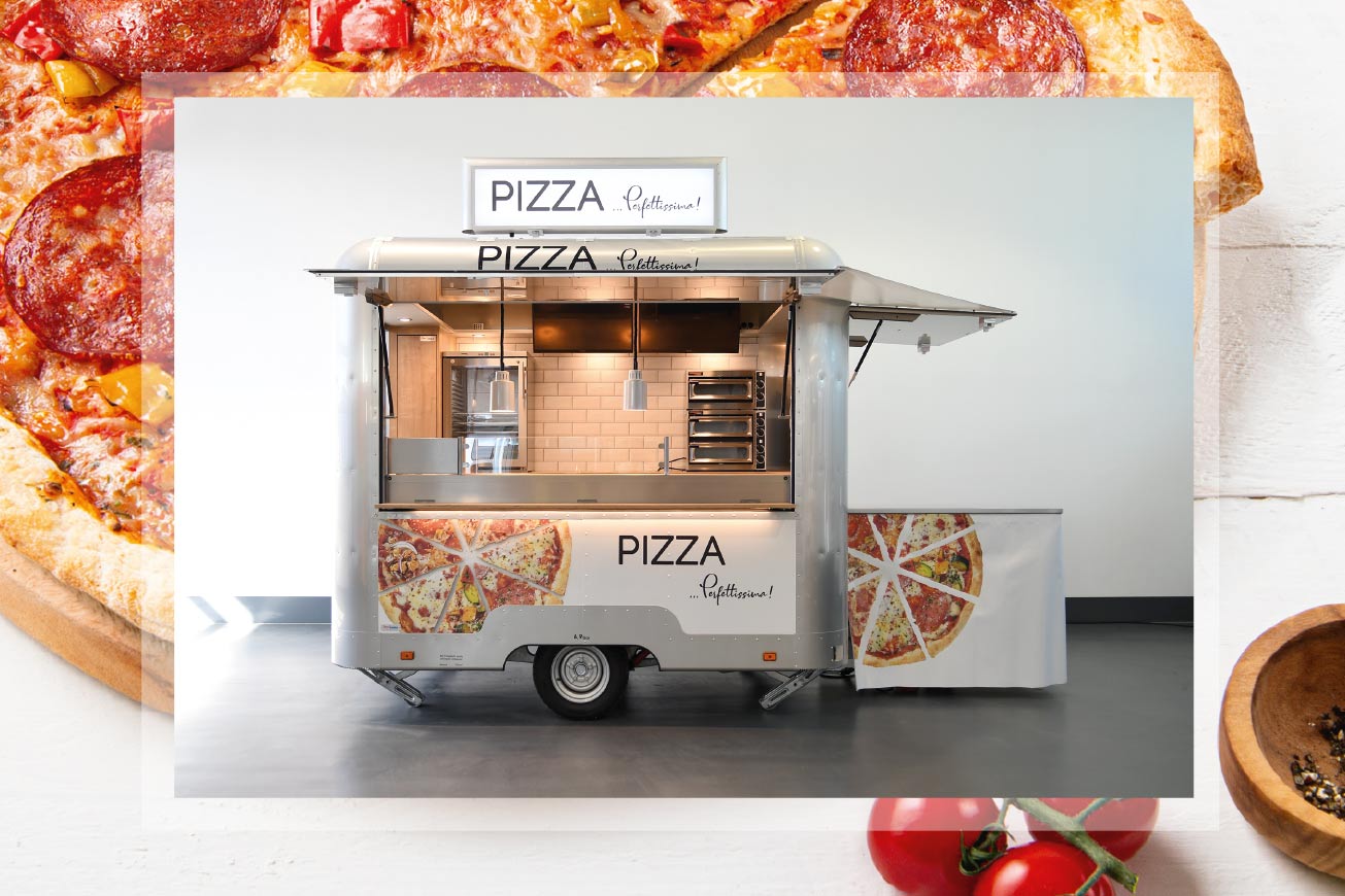 Pizza-Konzept samt Fahrzeug in Kooperation mit Dr. Oetker.