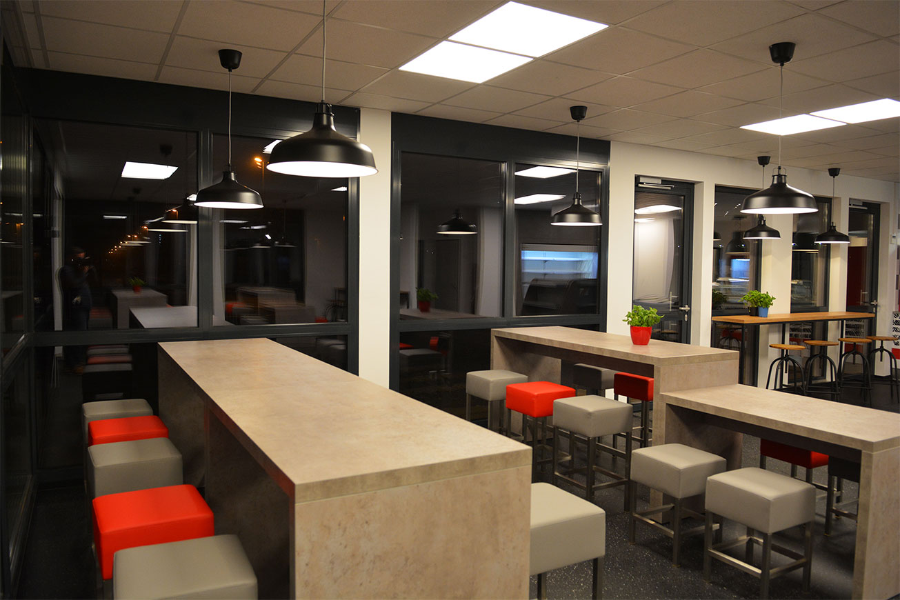 Dining room in a QUB® container restaurant.